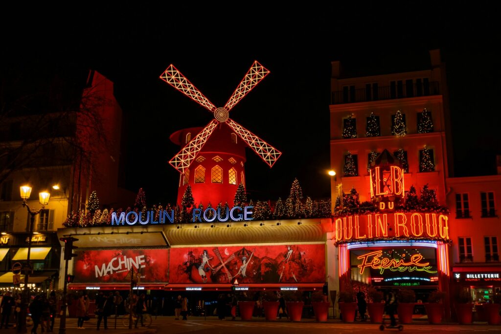 Moulin Rouge illuminated at night