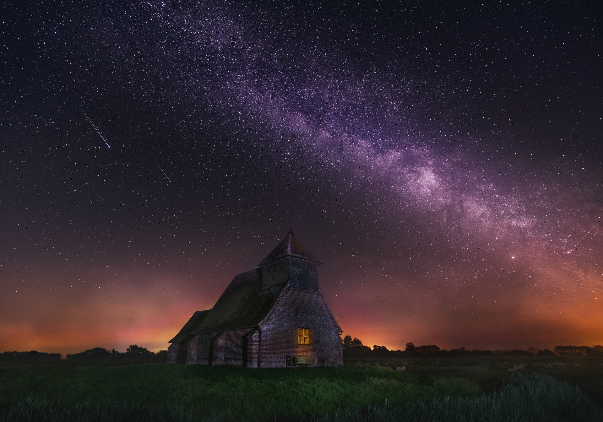 Milky Way photographed over a church in Canterbury, United Kingdom - a best place to see the Milky Way 
