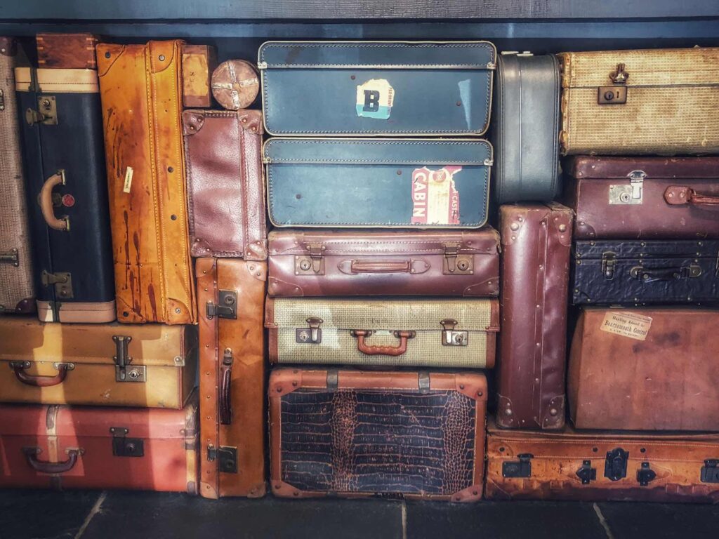 Collection of old suitcase stacked up