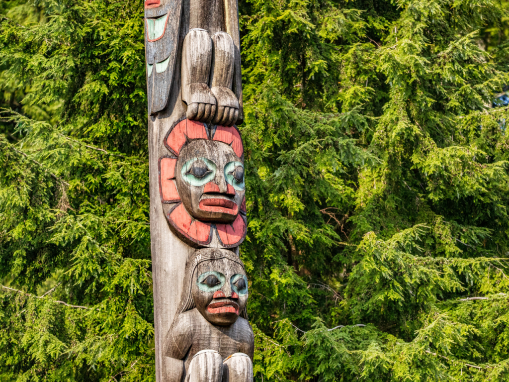 Native totem pole in Alaska
