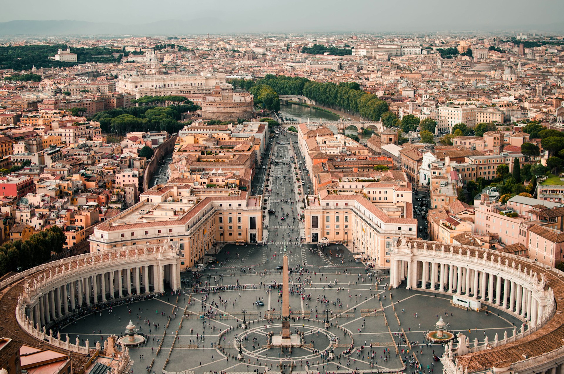 View of Saint Peter's Square, taken from the top of the Saint Peter's Basilica