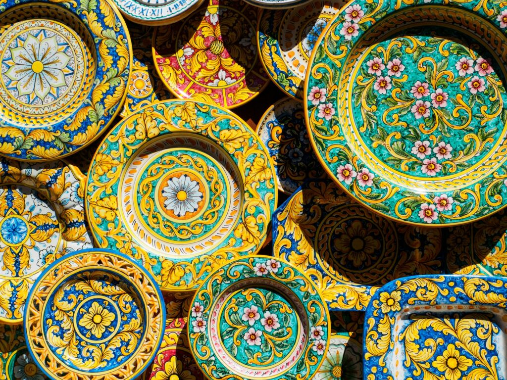 Colourful handmade pottery from Erice, Sicily