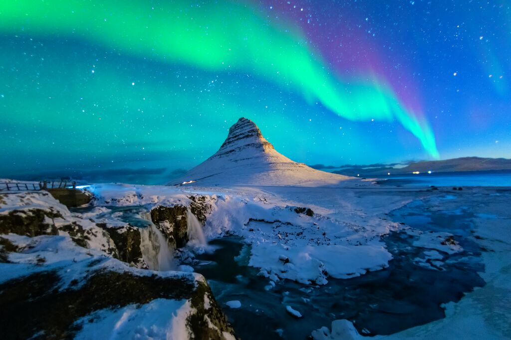 Northern Lights over Mount Kirkjufell, Iceland