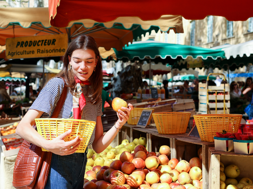 woman at food market in france