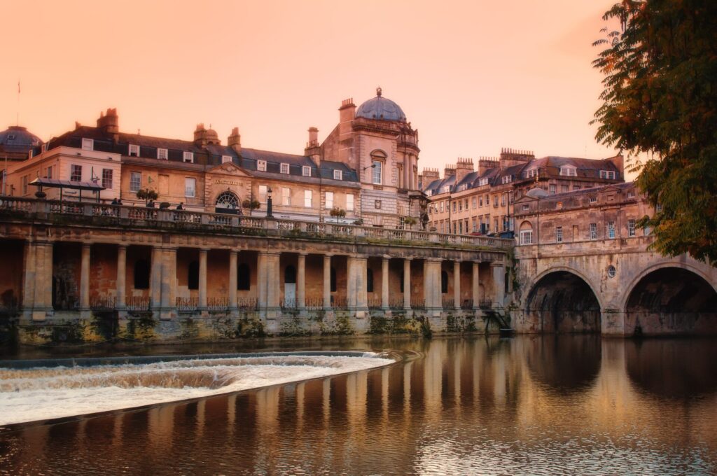Poultney Bridge and Weir in Bath, England