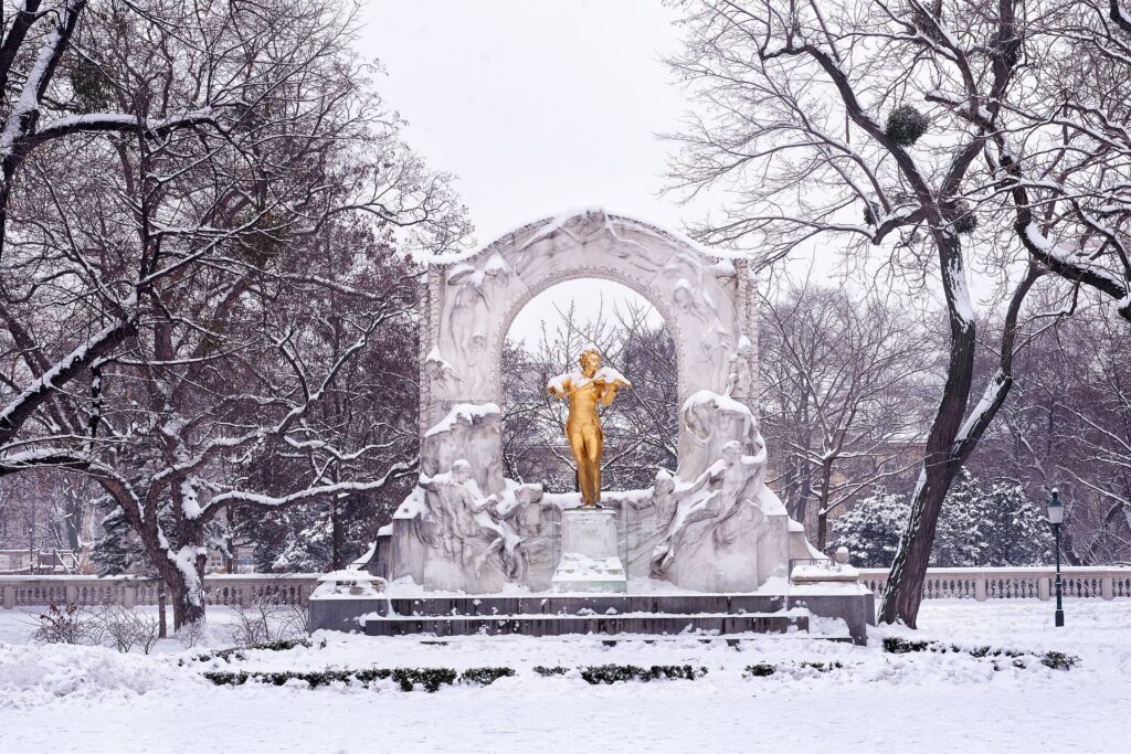 Winter city park in winter