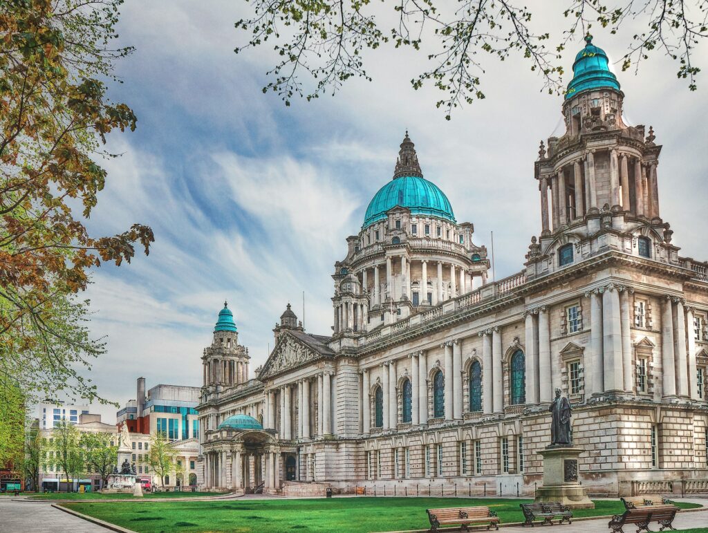 Belfast City Hall on a bright afternoon