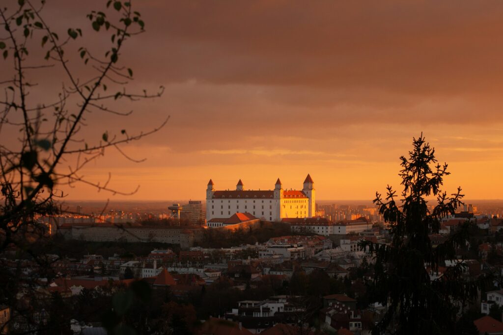 Bratislava castle at sunset